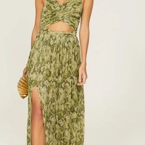 Dress The Population Size Medium Mirabella Cutout Evening Gown Maxi Green Floral